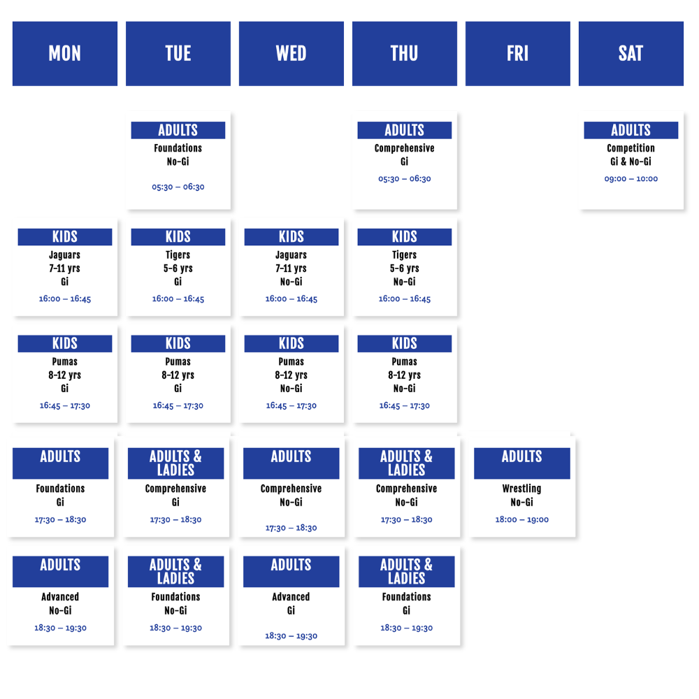 Maximillian Jiu Jitsu class schedule in Table View, Cape Town