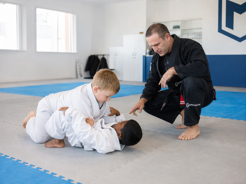 Head Coach Jason coaching Jiu Jitsu students at Maximillian Jiu Jitsu